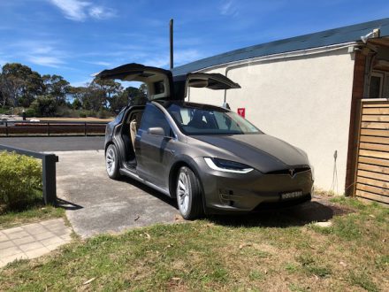 Tesla Gullwing at Coastal Pods charging station